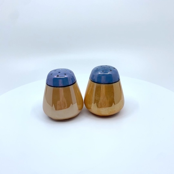 Vintage Lusterware Peach & Blue Ceramic Salt & Pepper Shakers * Made in Japan - Picture 7 of 12